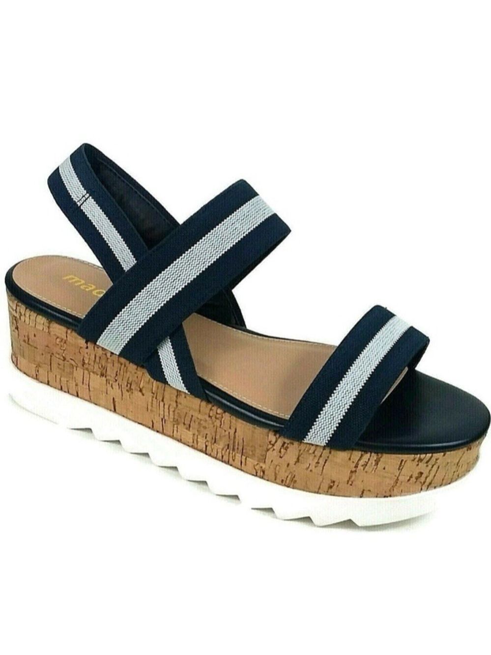MADDEN GIRL Saylor Cork Wedge Open Toe Casual Slingback Sandals SIZE 7
